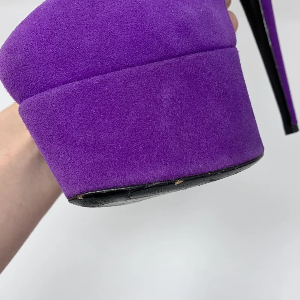 Giuseppe Zanotti Vintage Debra Suede Platform Pumps (Sz EU 39) Bow-Back Purple